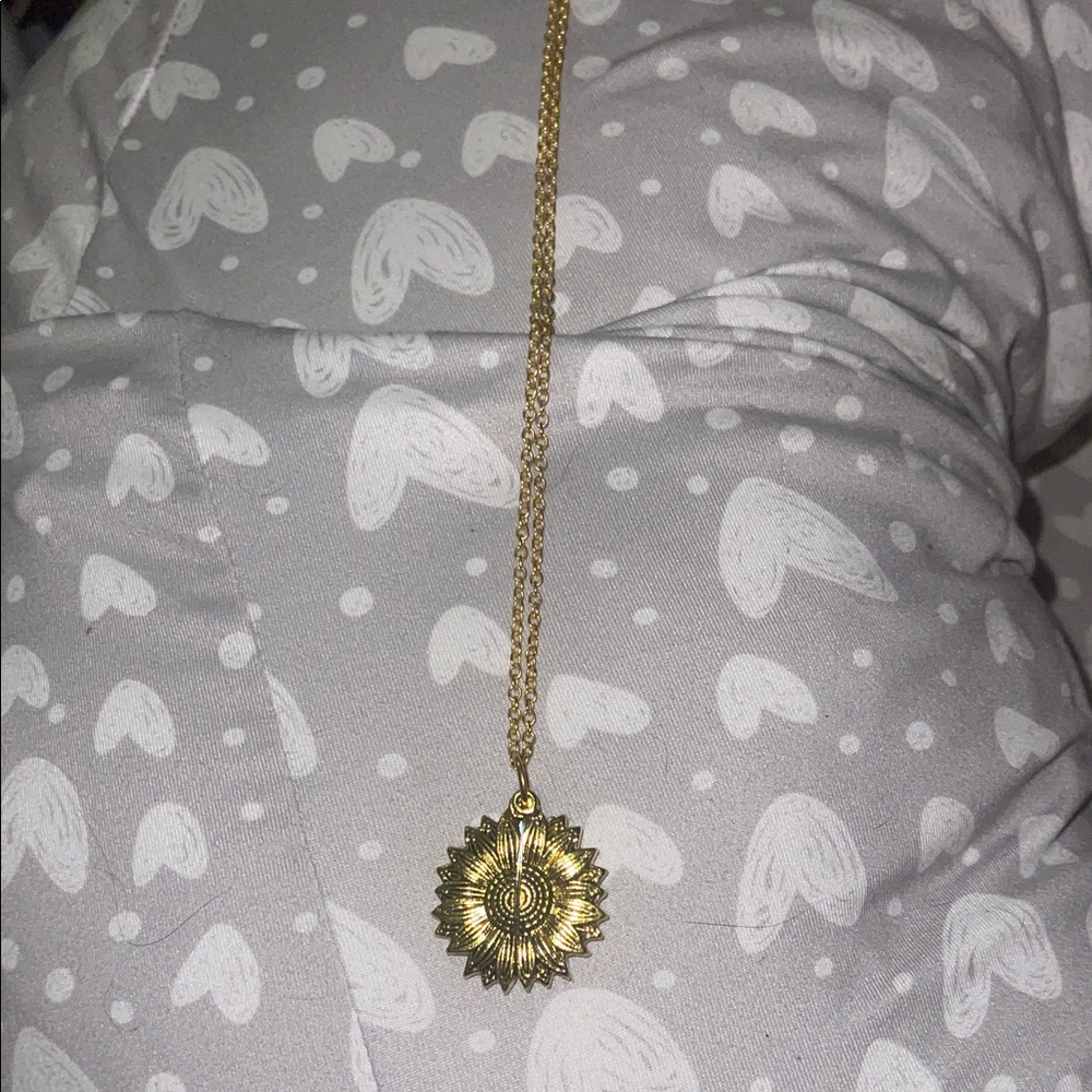 Gold Sunflower Pendant Necklace